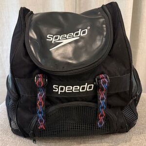 Speedo Swim Backpack Mesh Bottom Wet Dry Pool Bag Vintage